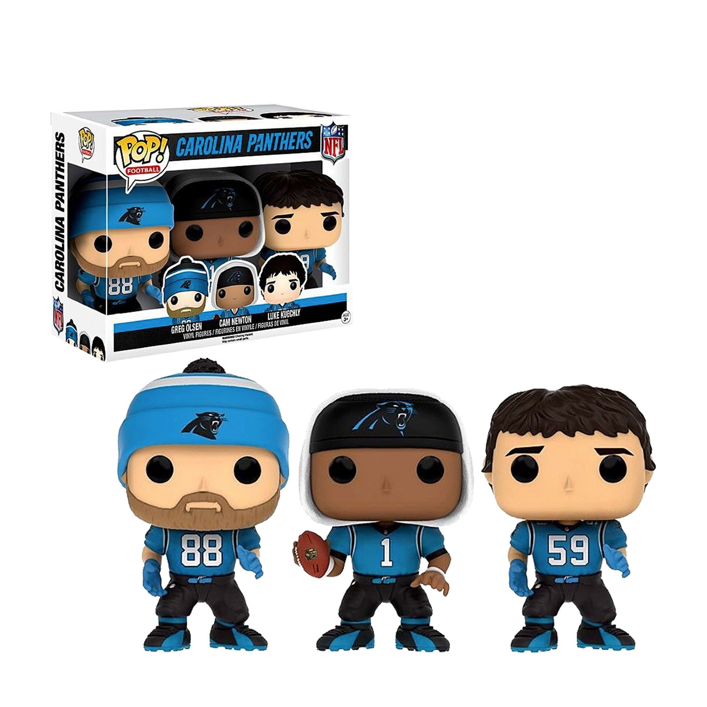 Funko Pop Football: Carolina Panthera (3 pack) Greg Olsen, Cam Newton y Luke Kuechly